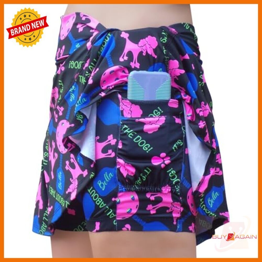 Lightweight A-Line Athletic Skort with Built-in Shorts and Pockets - Picture 4 of 4